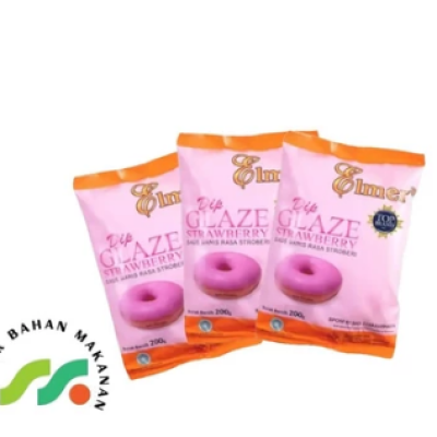 ELMER DIP GLAZE STRAWBERRY 200 GR TOPPING DONAT DLL