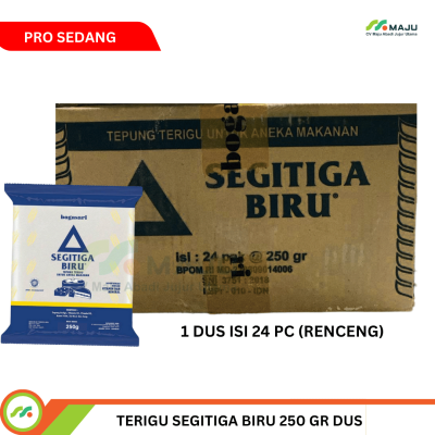 Tepung Terigu Segitiga Biru Protein Sedang – Kemasan 250gr (Dus Renceng 24 pcs)